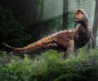 Carnotaurus, το πιο αξιοσημείωτο αυτής δεινόσαυρος είναι δύο μικρά κέρατα πάνω από τα μάτια του για λίγο το κεφάλι του